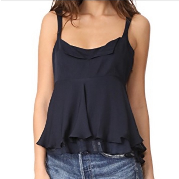 cinq a sept Tops - NWT Cinq a Sept Zanna Navy Silk Top